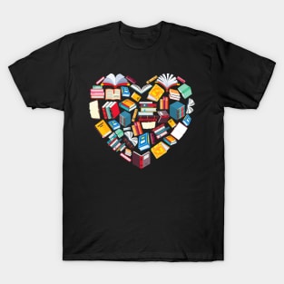 Book Lover Heart Shape reading club Librarian Library gifts T-Shirt